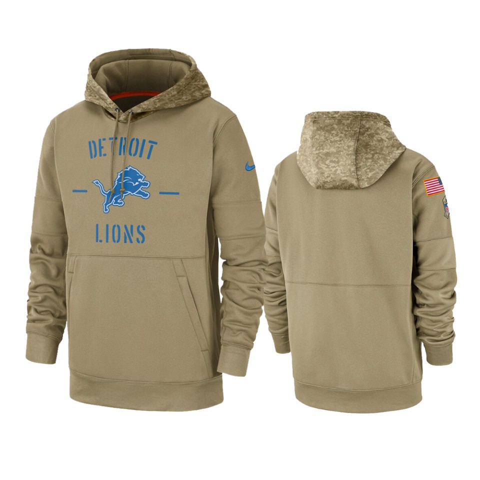 Men's Detroit Lions Tan 2019 Salute to Service Sideline Therma Pullover Hoodie Men's Detroit Lions Tan 2019 Salute to Service Sideline Therma Pullover Hoodie